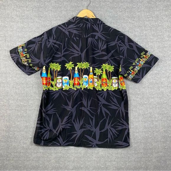 Styled by RJC Mens Multicolor Beer‎ Graphic Hawaiian SS Button Down Size L - Picture 2 of 10